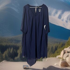 Chic NWOT JUNE VIE High Low Sheer Comfy  MIDI  Dress Lined Plus Sz 22/24 1X BOHO